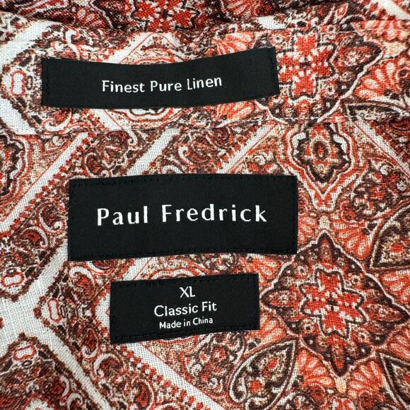 PAUL FREDRICK 100% Linen Shirt Mens Size XL Classic Fit Natural Fiber Breathable - Picture 4 of 7